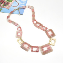 2020 2021 pink color personalized neck jewelry for lady romantic acrylic chain square necklace